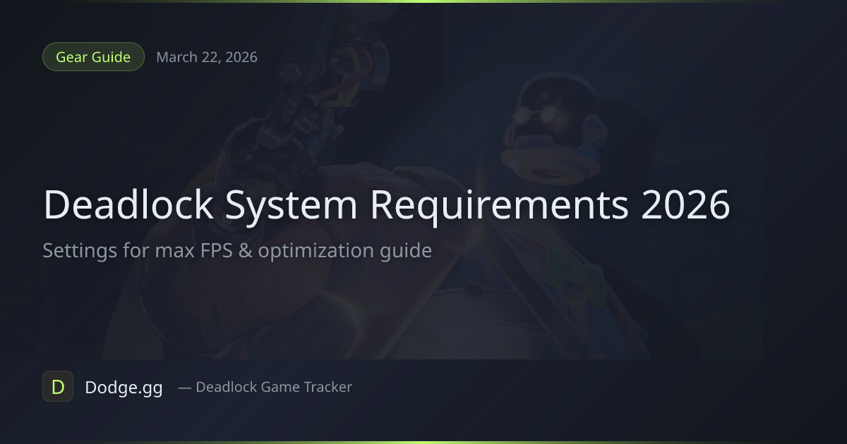 Deadlock System Requirements & Optimization Guide (2026) — Settings for ...